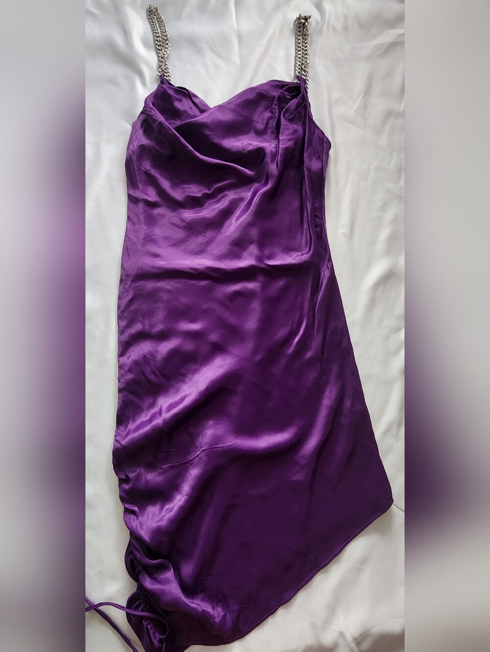 Zara Purple Satin Rhinestone Chain Strap Dress M